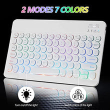 Load image into Gallery viewer, Ultra-Slim Lightweight Bluetooth Keyboard and Mouse Portable Mini Wireless Keyboard Rechargeable 7-Color Backlit for Apple iPad iPhone,Tablet iPhone Smartphone iOS Android Windows,Round Keys White_6847