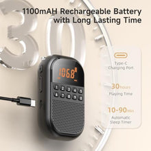 Load image into Gallery viewer, UMUTOO Portable Radio AM FM with Bluetooth, Pocket Radio Rechargeable, Black_650