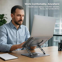 Load image into Gallery viewer, Uncaged Ergonomics Swivel Laptop Stand for Desk, Adjustable Computer iPad Stand for Desk w/ 360 Rotation, Portable Laptop Holder for Home Office Ergonomic Supplies (Space Gray), SpaceGray_2528