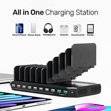 Load image into Gallery viewer, Unitek USB Charging Station for Multiple Devices, Charger Organizer Stand Dock with Dividers, Quick Charge 3.0 Compatible for Smartphone, Tablet, iPad and Other Electronics, QCBlack_7784