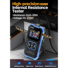 Load image into Gallery viewer, Upgraded Kelvin Four-Terminal Sensing WESTOBIG Battery Tester Internal ResistanceTester for Universal Batteries Meter, Car Battery Tester, 0-100V 0m-200, Digital Battery Analyzer for Automotive, BLUE_1331
