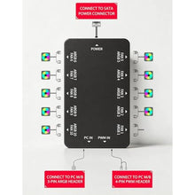 Load image into Gallery viewer, upHere 10-Port ARGB PWM Fan Hub Controller - Magnetic Installation PC Case Fan Splitter with SATA Power, 5V 3-Pin RGB LED Support for PC Case Cooling & Lighting Customization Black P13PARGB BK_715