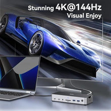 Load image into Gallery viewer, USB C Docking Station 3 Monitors Laptop Dock Dual Monitor with 2 HDMI DisplayPort 4K@144Hz,USB A 2.0/3.0,USB C 3.1 10Gbps&30W Output,Ethernet,microSD&SD,Audio&Mic,150W DC Power for Dell/Lenovo/HP_1975