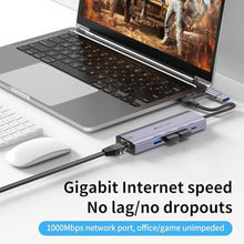Load image into Gallery viewer, USB-C Hub with Gigabit Ethernet, 3 USB 3.0 Ports & USB-C Data Transfer - Compatible with MacBook, Chromebook, grey_661