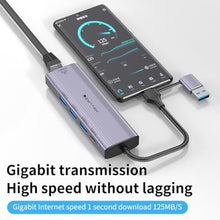 Load image into Gallery viewer, USB-C Hub with Gigabit Ethernet, 3 USB 3.0 Ports & USB-C Data Transfer - Compatible with MacBook, Chromebook, grey_662