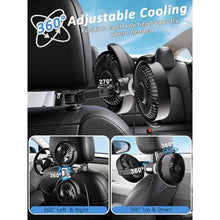 Load image into Gallery viewer, USB Car Fan for Backseat Baby Portable Dual Head USB Cooling Headrest Fan, Black_679
