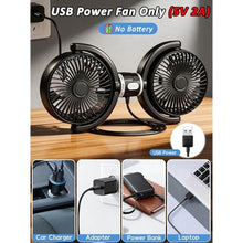 Load image into Gallery viewer, USB Car Fan for Backseat Baby Portable Dual Head USB Cooling Headrest Fan, Black_681