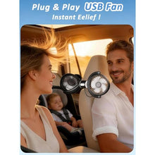 Load image into Gallery viewer, USB Car Fan for Backseat Baby Portable Dual Head USB Cooling Headrest Fan, Black_682