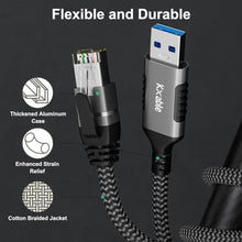 Load image into Gallery viewer, USB to Ethernet Cable 8 FT, 3.0 A Male to RJ45 Male Cord, Directly Connected, Aluminum Portable Gigabit LAN Network Cable for Laptop, PC, Switch, More, Braided With 5 Pcs Ties, Grey_1153