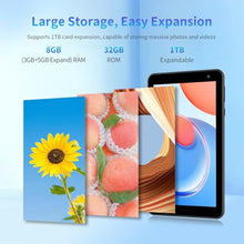 Load image into Gallery viewer, VASOUN Android 15 Tablet 7 inch 2025, 3GB+5GB Expand RAM 32GB ROM, 5-Core Processor, Ultra-Portable, 5G WiFi 6, 3500mAh Battery, Kids & Travel Tablet with Case, Black_570