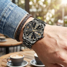 Load image into Gallery viewer, Verhux Skeleton Gold Watches for Men Automatic Luxury Diamond-Accented Mechanical Wrist Watches Business Stainless Steel Waterproof Charming Watches, GQHBlack_984