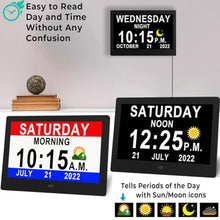 Load image into Gallery viewer, Vfa 11.5 Inch Extra Large Digital Clock with 19 Alarms, Auto DST & Dimming for Wall and Table, Calendar for Dementia Seniors, Custom Reminders &Task Alert -Perfect Organizer for Home &School, Black_7815