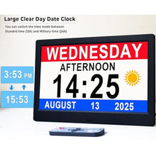 Load image into Gallery viewer, Vfa 11.5 Inch Extra Large Digital Clock with 19 Alarms, Auto DST & Dimming for Wall and Table, Calendar for Dementia Seniors, Custom Reminders &Task Alert -Perfect Organizer for Home &School, Black_7817