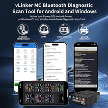 Load image into Gallery viewer, VGATE vLinker MC OBD2 Scanner Bluetooth for Android & Windows (Not iOS), Wireless OBD2 Adapter All Systems Scanner Car Diagnostic Scan Tool, Code Reader Clear Faults Hacker-Proof, Black_265