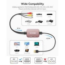 Load image into Gallery viewer, Viagkiki RCA to HDMI Converter, AV to HDMI Adapter,RCA to HDMI Composite Audio Video Converter for PS1, PS2, PS3, STB, Xbox, VHS, VCR,Black-Ray DVD Players(HDMI Cable Included) (Pink)_6421
