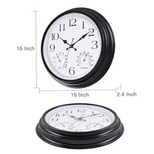 Load image into Gallery viewer, Vigorwise 15 Inch Black Metal-Frame Outdoor Clocks Waterproof Wall Clock_3920