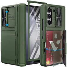 Load image into Gallery viewer, Vihibii for Samsung Z Fold 5 Case, Built-in Card Holder & Slide Camera Protective Cover & Hinge Protection & Front Screen Protector, Rugged Wallet Phone Case for Samsung Galaxy Z Fold 5 5G 2023, Green_1