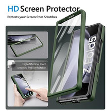 Load image into Gallery viewer, Vihibii for Samsung Z Fold 5 Case, Built-in Card Holder & Slide Camera Protective Cover & Hinge Protection & Front Screen Protector, Rugged Wallet Phone Case for Samsung Galaxy Z Fold 5 5G 2023, Green_2904