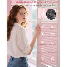 Load image into Gallery viewer, Vitaler Digital Camera,Autofocus 4K FHD Camera for Photography with 32GB Card and OTG,48MP Portable Compact Point and Shoot Digital Camera for Teens Kids Adult Beginner with 18X Zoom, 2000 mAh Battery, Pink_18