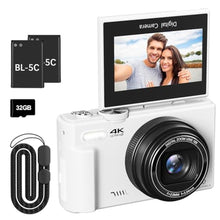 Load image into Gallery viewer, VJIANGER 4K Digital Camera, Vlogging Camera with 180 Flip Screen, YLWCWhite_1