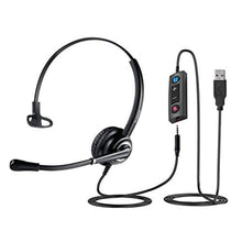 Load image into Gallery viewer, VoicePro 30 Professional Home Office and Call Center USB and 3.5mm Headset with Noise Canceling Microphone, HD Speakers and in Line Call Controls with Mute, Compatible with All UC Voice Platforms., Black_1