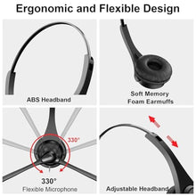 Load image into Gallery viewer, Voistek USB Headset with Microphone for PC & Laptop, Wired Mono Computer Headset with Noise Cancelling Microphone,in-Line Volume Control for Teams, Zoom, VoIP,Skype, Black_1585