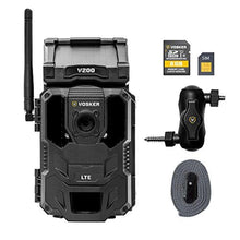Load image into Gallery viewer, Vosker V200 | Cellular Security Camera | Built-in Solar Panel | LTE, Wireless, Weatherproof, No Wi-Fi Required | Motion Activated Outdoor Surveillance Cameras | Mobile Photo Notifications (V200), black_1