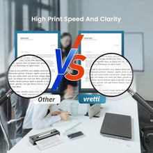 Load image into Gallery viewer, vretti Portable Printer Wireless for Travel, PB821 Inkless Printer, A4 Mobile Thermal Printers Compatible with Phone & Laptop, Supports 8.5 x 11 US Letter Etc for Car School Office Home Use - Black_4080