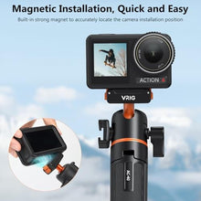 Load image into Gallery viewer, VRIG Action 5Pro Magnetic Extension Tripod for DJI OSMO 360,Portable Selfie Stick Handle Grip with Cold Shoe, Quick Release Mount Compatible with DJI OSMO Action 5Pro/4/3 Accessories, Orange_468