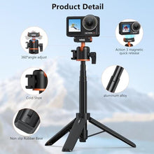 Load image into Gallery viewer, VRIG Action 5Pro Magnetic Extension Tripod for DJI OSMO 360,Portable Selfie Stick Handle Grip with Cold Shoe, Quick Release Mount Compatible with DJI OSMO Action 5Pro/4/3 Accessories, Orange_469