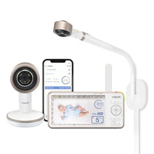 Load image into Gallery viewer, VTech V-Care VC2105 1080p FHD Over-The Crib Mount Smart Baby Monitor 5 720p LCD Screen,Table Stand,Remote Access,Versatile Placement,Intelligence Detection, Sleep Analysis,18hrs Recording,with WiFi, White_1