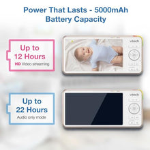 Load image into Gallery viewer, VTech V-Care VC2105 1080p FHD Over-The Crib Mount Smart Baby Monitor 5 720p LCD Screen,Table Stand,Remote Access,Versatile Placement,Intelligence Detection, Sleep Analysis,18hrs Recording,with WiFi, White_6525