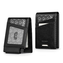 Load image into Gallery viewer, VULKIT Mens Card Holder RFID Blocking with Pop-Up Credit Card Ejector and Double Window Slots for ID and Key Card, Black_1