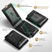 Load image into Gallery viewer, VULKIT Mens Card Holder RFID Blocking with Pop-Up Credit Card Ejector and Double Window Slots for ID and Key Card, Black_2692