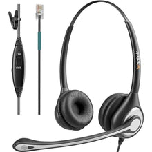 Load image into Gallery viewer, Wantek Corded Telephone Headset Dual w/Noise Canceling Mic Compatible with Avaya Aastra Allworx Adtran Alcatel Lucent AltiGen Digium Gigaset InterTel Mitel Plantronics Landline Deskphones(F602S1), BinauralFS_1