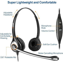 Load image into Gallery viewer, Wantek Corded Telephone Headset Dual w/Noise Canceling Mic Compatible with Avaya Aastra Allworx Adtran Alcatel Lucent AltiGen Digium Gigaset InterTel Mitel Plantronics Landline Deskphones(F602S1), BinauralFS_7930