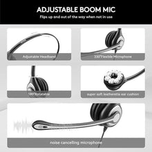 Load image into Gallery viewer, Wantek Headset wtih Mic, USB Headset with Microphone for PC, Computer Headset with Noise Canceling Microphone with Mute for Home Office Online Skype Zoom Meetings, Black_6647