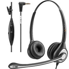 Load image into Gallery viewer, Wantek Phone Headset with Microphone Noise Cancelling, Telephone Headsets 2.5mm Jack Work for Panasonic AT&T ML17929 Vtech RCA Cisco Uniden Polycom Grandstream Home Office Cordless Phones(F602J25P), DualmmFJP_1