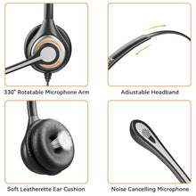 Load image into Gallery viewer, Wantek Phone Headset with Microphone Noise Cancelling, Telephone Headsets 2.5mm Jack Work for Panasonic AT&T ML17929 Vtech RCA Cisco Uniden Polycom Grandstream Home Office Cordless Phones(F602J25P), DualmmFJP_6976