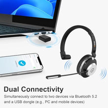 Load image into Gallery viewer, Wantek Wireless Headset with Microphone for Work,Bluetooth Headphones with Noise Cancelling Microphone,USB Dongle&Mic Mute for Home,Office,Call Center,Computer,PC,Laptop, Black_741