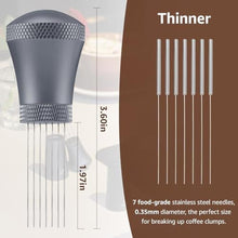 Load image into Gallery viewer, WDT Espresso Distribution Tool Espresso Stirrer Tools for Barista, 0.35mm 7 Needles Espresso Coffee Stirrer with Extra 7 Replaceable Needles, Aluminum Alloy Handle with Stand (Grey), Gray_5638