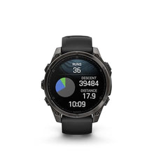 Load image into Gallery viewer, Wearable4U Garmin Fenix 8 47 mm, AMOLED Sapphire Multisport GPS Smartwatch,Carbon Gray DLC Titanium with Black/Pebble Gray Silicone, Built-in LED Flashlight Black Earbuds Bundle, fenixSapphireTitaniumCarbonGrayDLC_5571