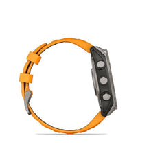 Load image into Gallery viewer, Wearable4U - Garmin Fenix 8 47 mm, AMOLED Sapphire Multisport GPS Smartwatch, Titanium with Spark Orange/Graphite Silicone Band, Built-in LED Flashlight with Black Earbuds Bundle, fenixSapphireTitaniumSparkOrangeGraphite_5560