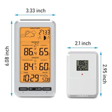 Load image into Gallery viewer, Weather Station Indoor Outdoor Thermometer Humidity Wireless Temperature Humidity Monitor, Weather Thermometer Forecast Station with Alarm Clock and Adjustable Backlight (Orange Backlight)_6627
