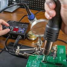 Load image into Gallery viewer, WEP 882D Soldering Iron Station 2-IN-1 SMD Hot Air Rework Station with 2 Spools of Solder Wire, 5 Soldering Tips, 3 Hot Air Nozzles, Brass Wool Tip Cleaner, Tweezers, Desoldering pump_840