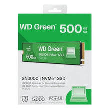 Load image into Gallery viewer, Western Digital 500GB WD Green SN3000 NVMe Internal SSD - Solid State Drive - Gen4 PCIe, M.2 2280, Up to 5,000 MB/s - WDS500G4G0E_18
