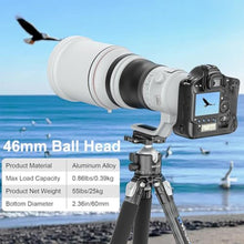 Load image into Gallery viewer, WEYLLAN EH46L Lever Ball Head with Stainless Steel Lock Pin, 46mm Low Profile Heavy Duty Tripod Ball Head Mount with Arca Swiss Quick Release Plate for Tripod Monopod DSLR Camera Camcorder Telescope, Silver_5002