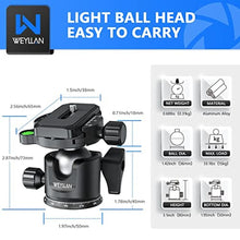 Load image into Gallery viewer, WEYLLAN Low Profile Ball Head - 36mm Metal Panoramic Camera Mount With Arca 1/4'' Quick Release Plate for Tripod Monopod - Max Load 33lbs/15kg, Black_4719
