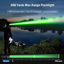 Load image into Gallery viewer, WINDFIRE Green Light LED Flashlight 1000 Lumens Hunting Coyote Hog Varmint Tactical Flashlights Predator Light 250 Yards 1 Mode Zoomable Torch for Night Hunting Fishing (No Battery Included), GreenLight_1716