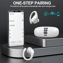Load image into Gallery viewer, Wireless Earbud, 2023 Sport Wireless Bluetooth 5.3 Earbud with HiFi Stereo, 75H Over Ear Bud with Noise Cancelling Mic, IP7 Waterproof Bluetooth Earphones, LED Display, Button Control, White, for Gym_953